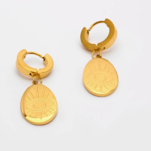 18K gold plated ellipse earrings - Picture 2 of 7
